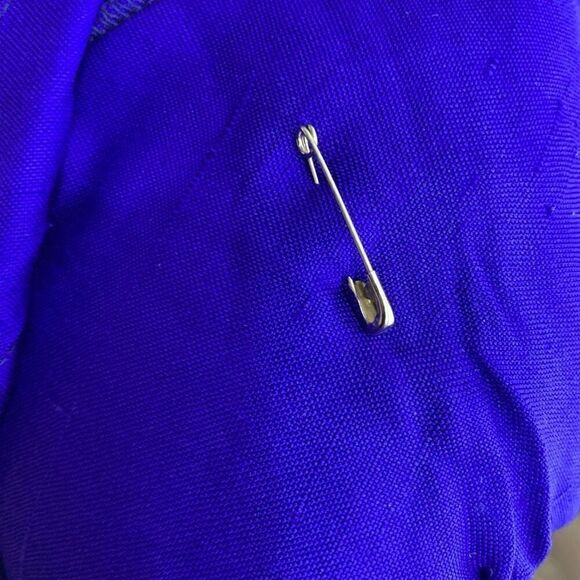 MBR International 6 S Cobalt Blue Silk Dress 1980s Does 1940s Volup VTG Midi - Picture 7 of 11